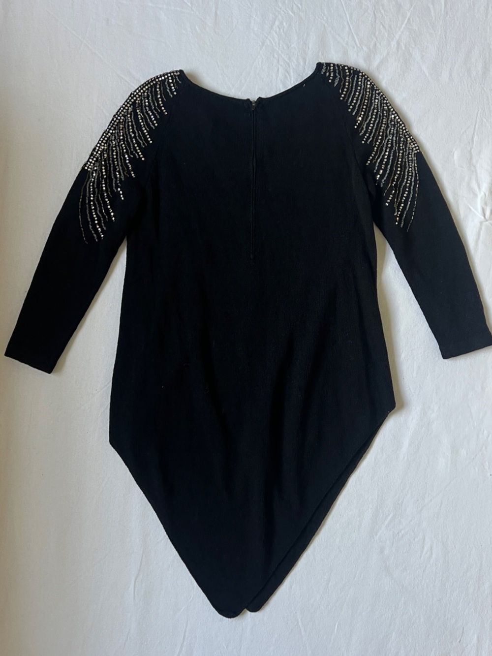 VTG Adolfo Saks Beaded Shoulder Tunic Dress 70s 80s Editorial Glam - Picture 3 of 8